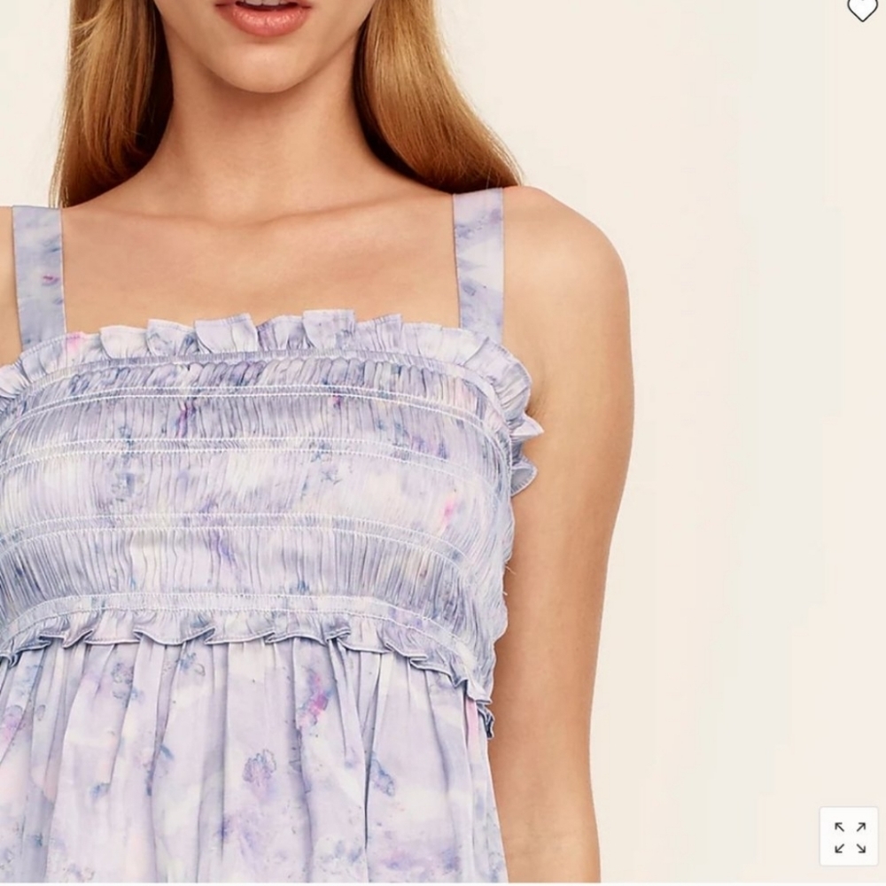J Crew Flora Obscura Featherweight Satin Tank Lavander Fields Large